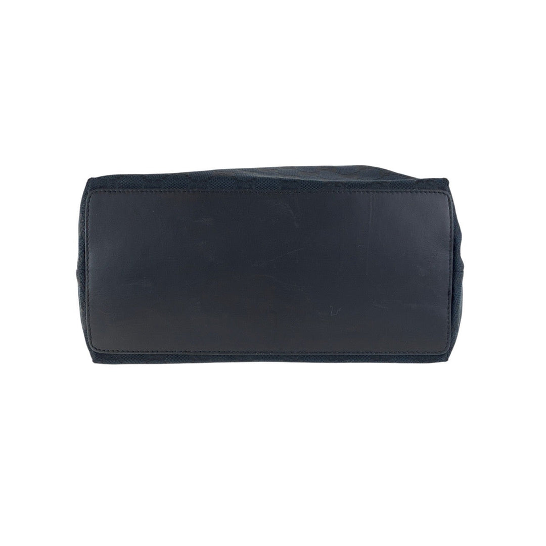 GUCCI Tote Bag 31243 GG canvas, leather Black Silver Metal Tote Bag Shoulder Bag Women Used Authentic