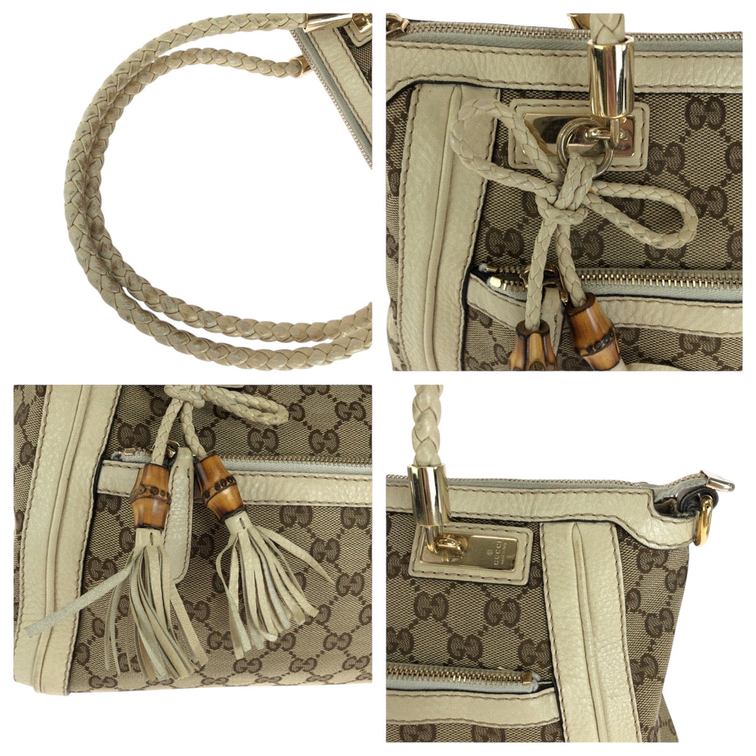 GUCCI Shoulder Bag 282300 GG canvas Beige Ivory Gold Metal Shoulder Bag Handbag 2way Bella Women Used Authentic