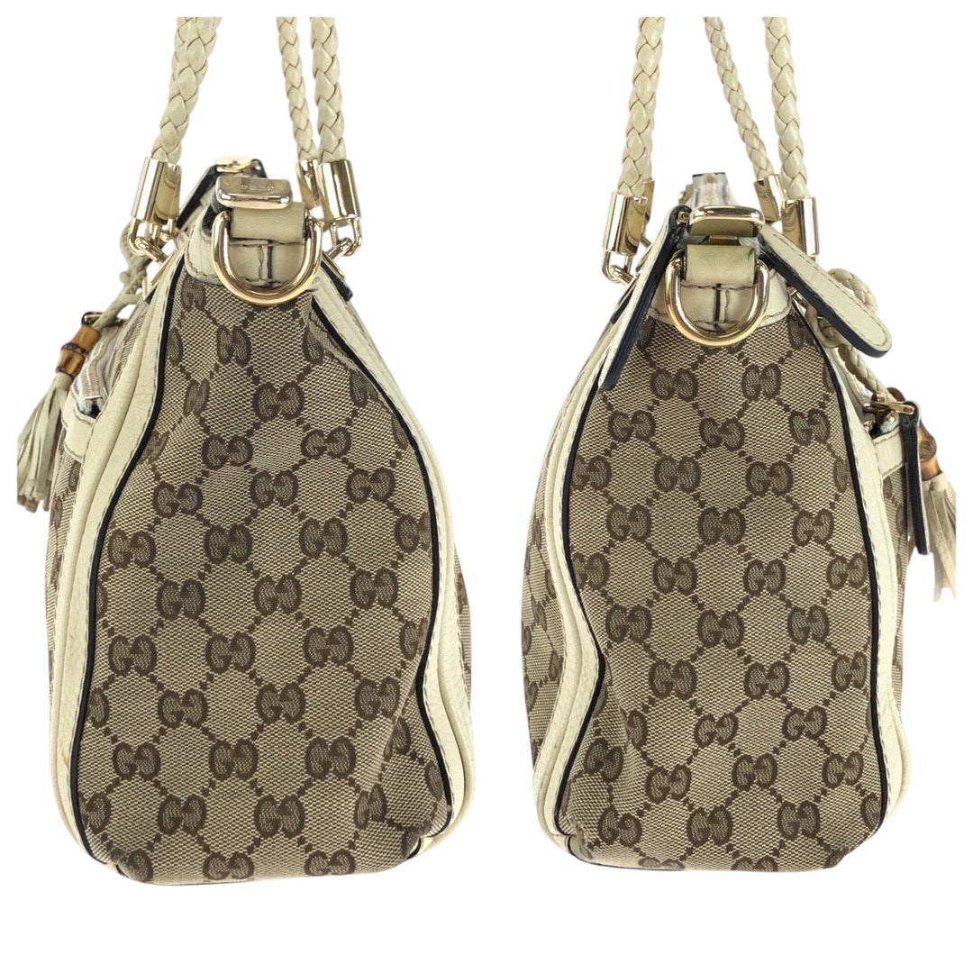 GUCCI Shoulder Bag 282300 GG canvas Beige Ivory Gold Metal Shoulder Bag Handbag 2way Bella Women Used Authentic