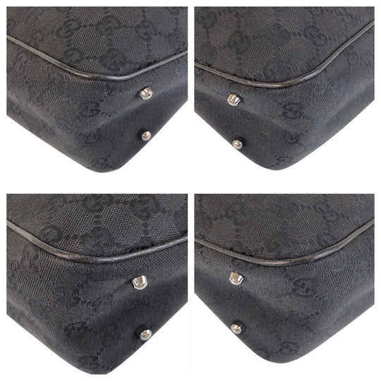 GUCCI Tote Bag 113019 GG canvas, leather Black black Tote Bag Shoulder Bag Women Used Authentic