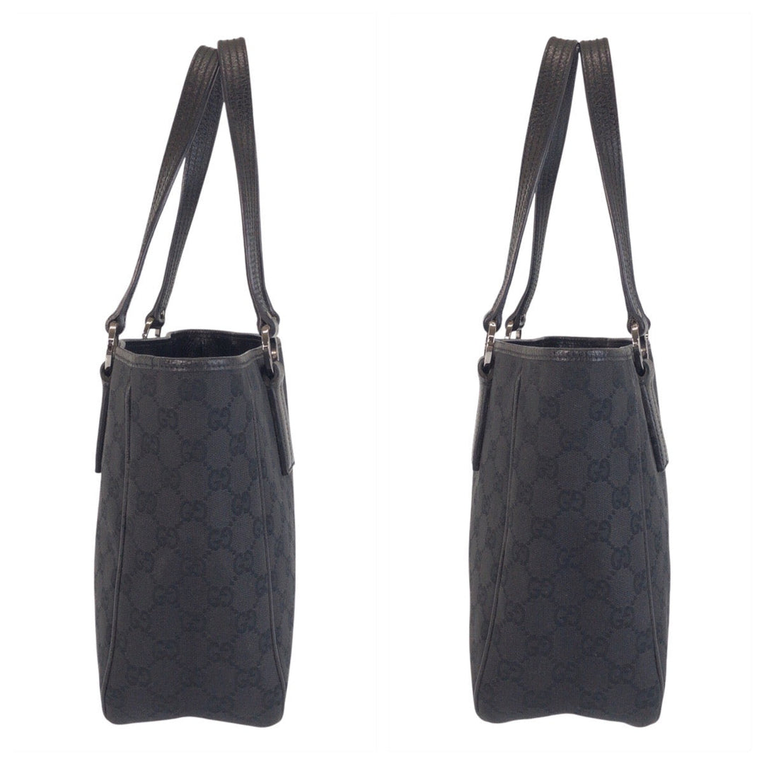 GUCCI Tote Bag 113019 GG canvas, leather Black black Tote Bag Shoulder Bag Women Used Authentic