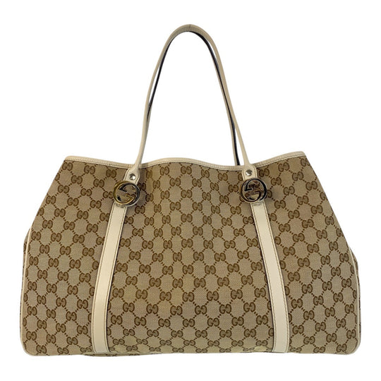 GUCCI Tote Bag 232956 GG canvas, leather beige Tote Bag Shoulder Bag Women Used Authentic