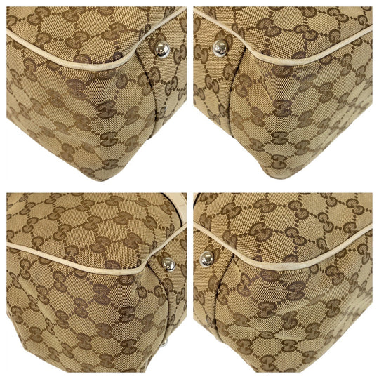 GUCCI Tote Bag 232956 GG canvas, leather beige Tote Bag Shoulder Bag Women Used Authentic