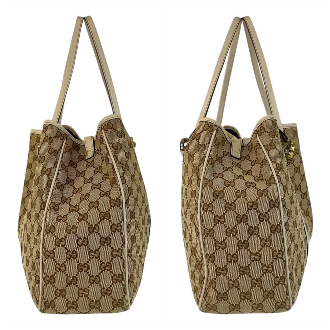GUCCI Tote Bag 232956 GG canvas, leather beige Tote Bag Shoulder Bag Women Used Authentic