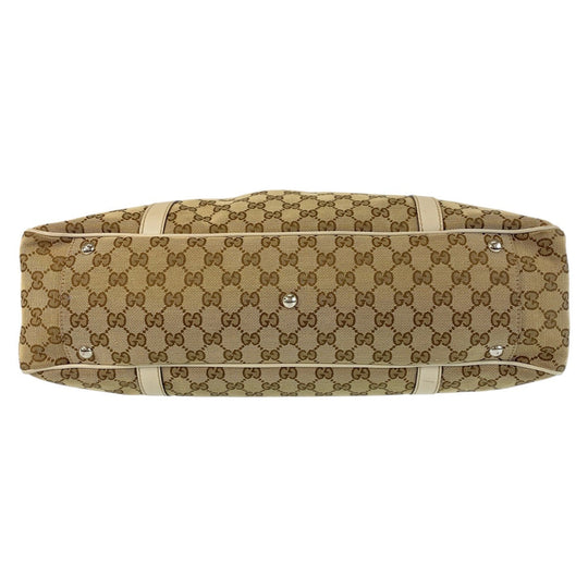 GUCCI Tote Bag 232956 GG canvas, leather beige Tote Bag Shoulder Bag Women Used Authentic
