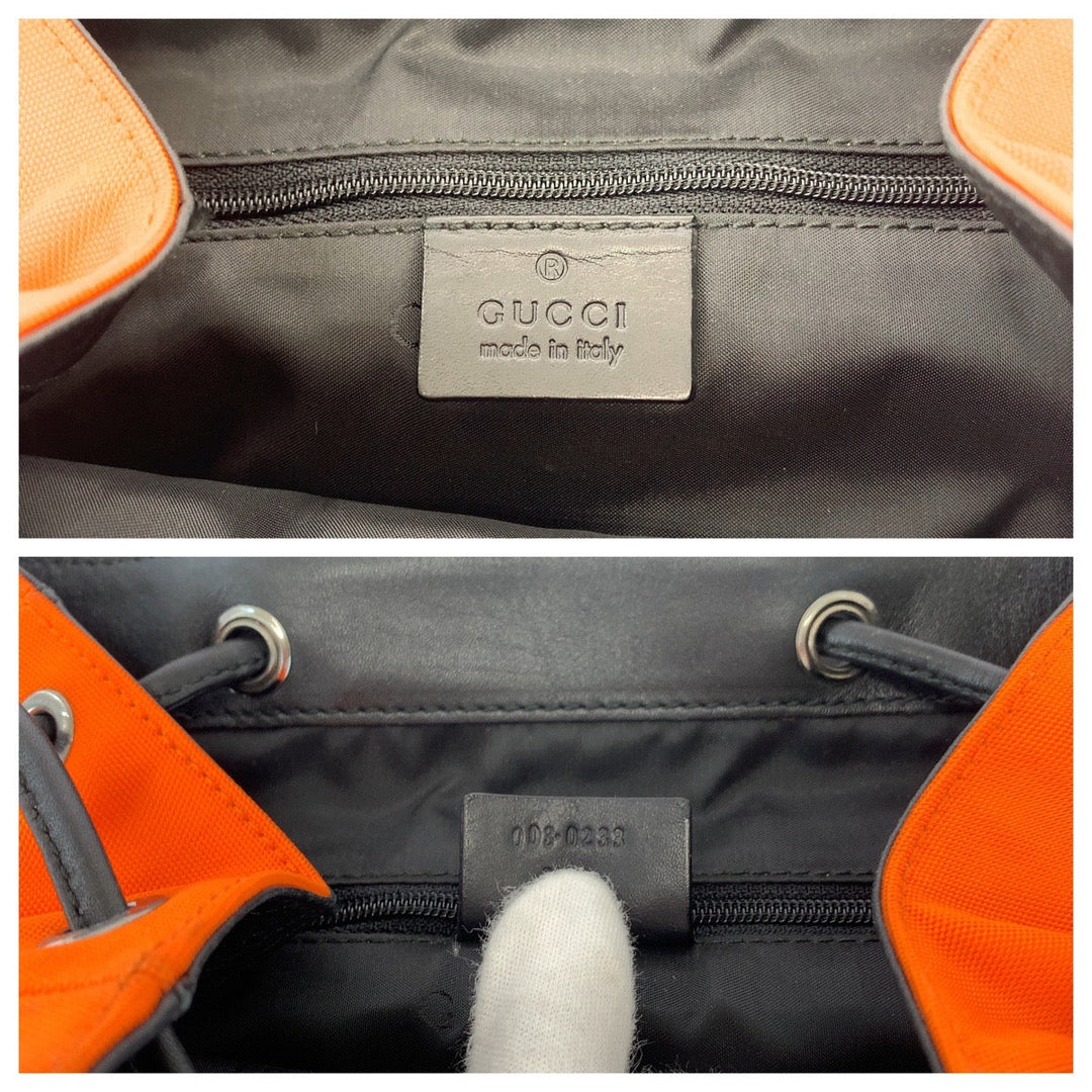 GUCCI Backpack 003 0233 Nylon, Leather Orange Black SilverMetal Backpack Backpack Women Used Authentic
