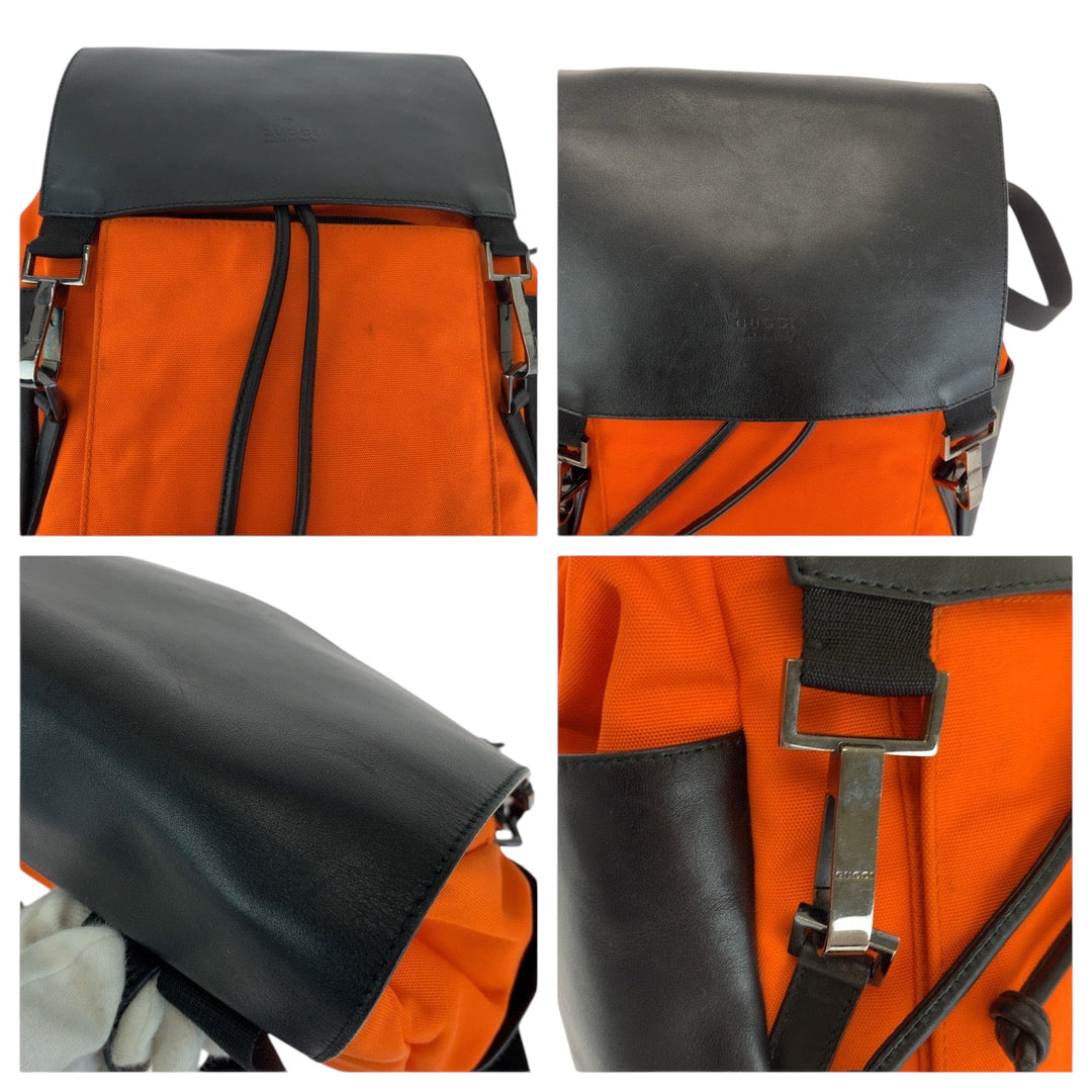 GUCCI Backpack 003 0233 Nylon, Leather Orange Black SilverMetal Backpack Backpack Women Used Authentic
