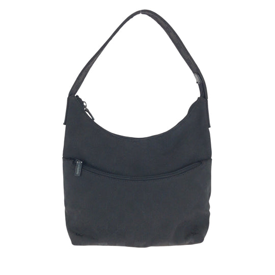 GUCCI Shoulder Bag 001 3386 GG canvas Black SilverMetal Hobo One Shoulder Bag Women Used Authentic