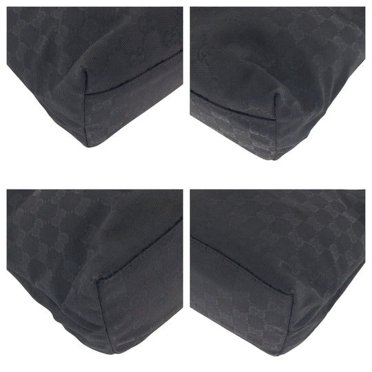 GUCCI Shoulder Bag 001 3386 GG canvas Black SilverMetal Hobo One Shoulder Bag Women Used Authentic