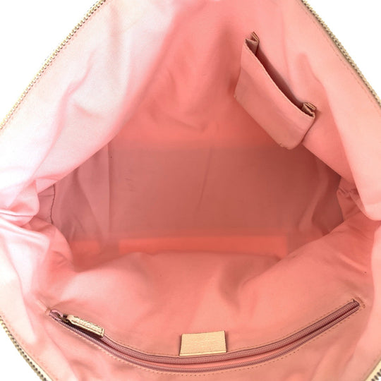GUCCI Tote Bag 141470 GG canvas, leather Pink White Gold Metal Tote Bag Shoulder Bag Women Used Authentic