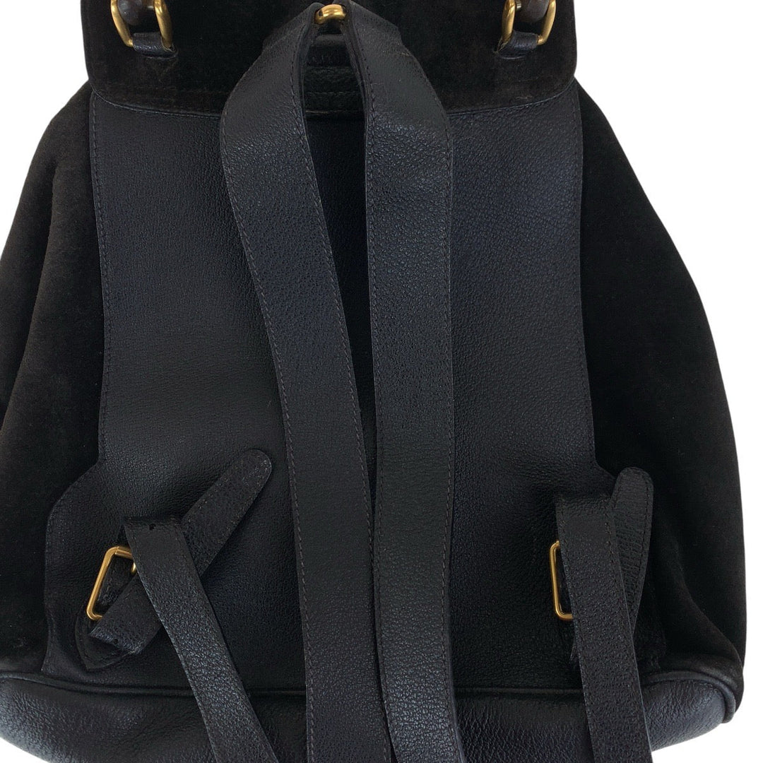 GUCCI Backpack 003 2058 0016 Suede, Leather Black Gold Metal Backpacks & Daypacks Backpacks Bamboo Women Used Authentic