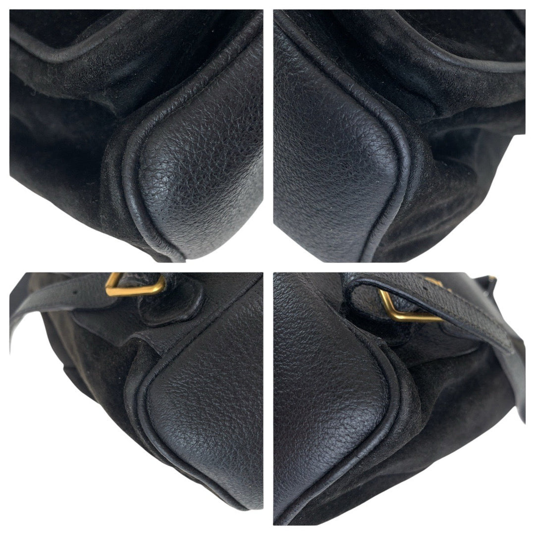 GUCCI Backpack 003 2058 0016 Suede, Leather Black Gold Metal Backpacks & Daypacks Backpacks Bamboo Women Used Authentic