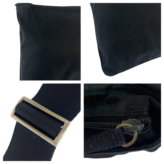 PRADA Shoulder Bag BT0175 Nylon Black SilverMetal Shoulder Bag Sacoche Test Triangle With logo mens Used Authentic