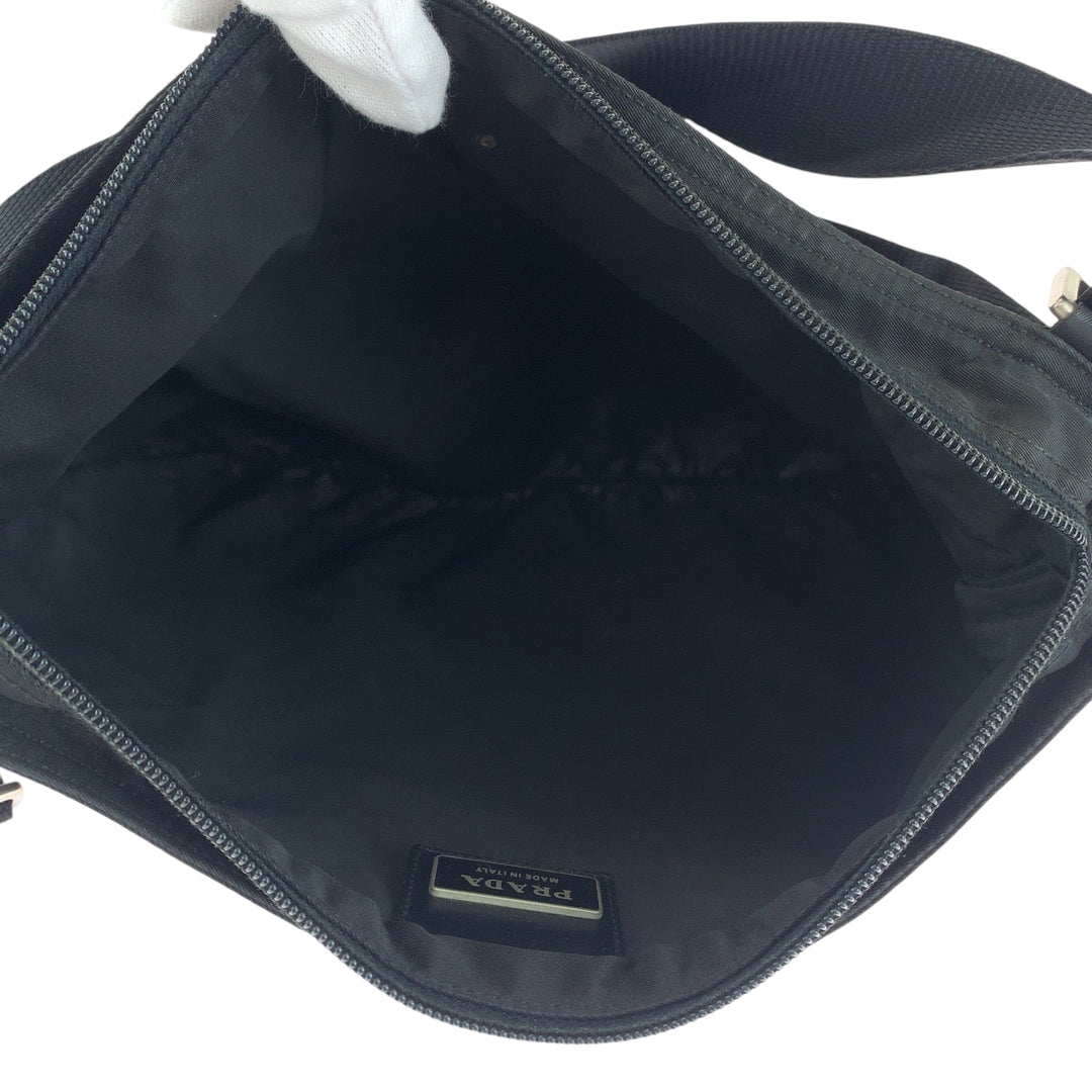 PRADA Shoulder Bag BT0175 Nylon Black SilverMetal Shoulder Bag Sacoche Test Triangle With logo mens Used Authentic