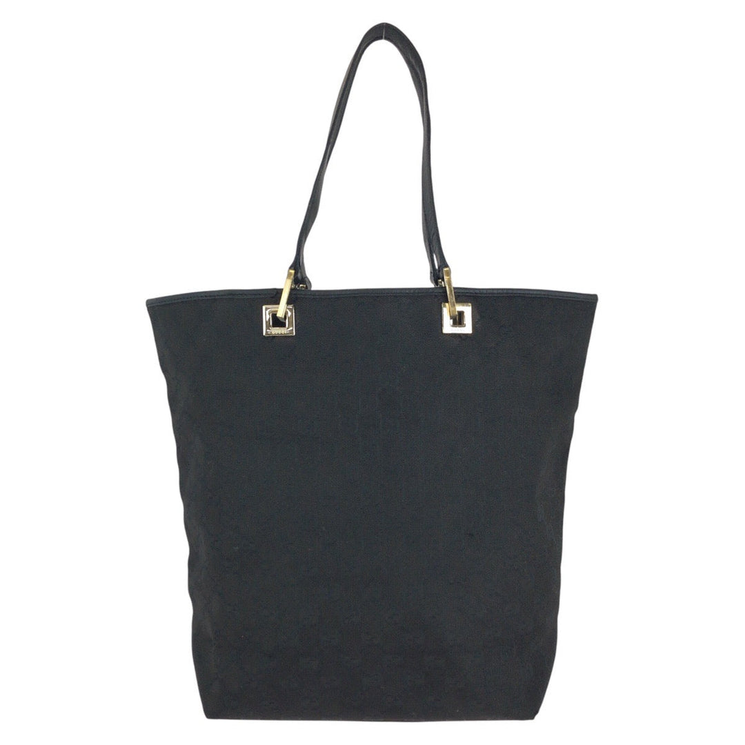 GUCCI Tote Bag 002 1098 GG canvas, leather Black GoldMetal Tote Bag Shoulder Bag Women Used Authentic
