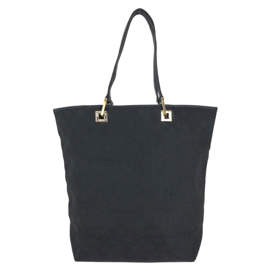 GUCCI Tote Bag 002 1098 GG canvas, leather Black GoldMetal Tote Bag Shoulder Bag Women Used Authentic