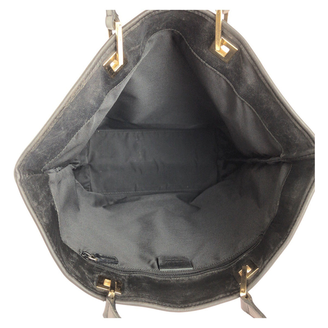 GUCCI Tote Bag 002 1098 GG canvas, leather Black GoldMetal Tote Bag Shoulder Bag Women Used Authentic