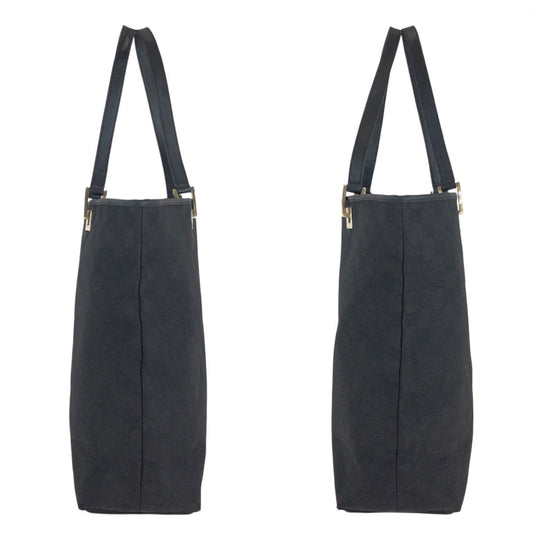 GUCCI Tote Bag 002 1098 GG canvas, leather Black GoldMetal Tote Bag Shoulder Bag Women Used Authentic