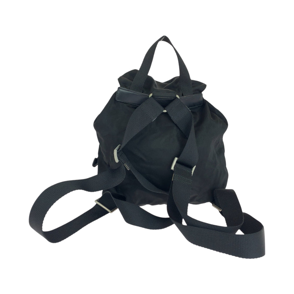 PRADA Backpack 1BZ677 Nylon Black SilverMetal Backpack Backpack Test Triangle With logo Women Used Authentic