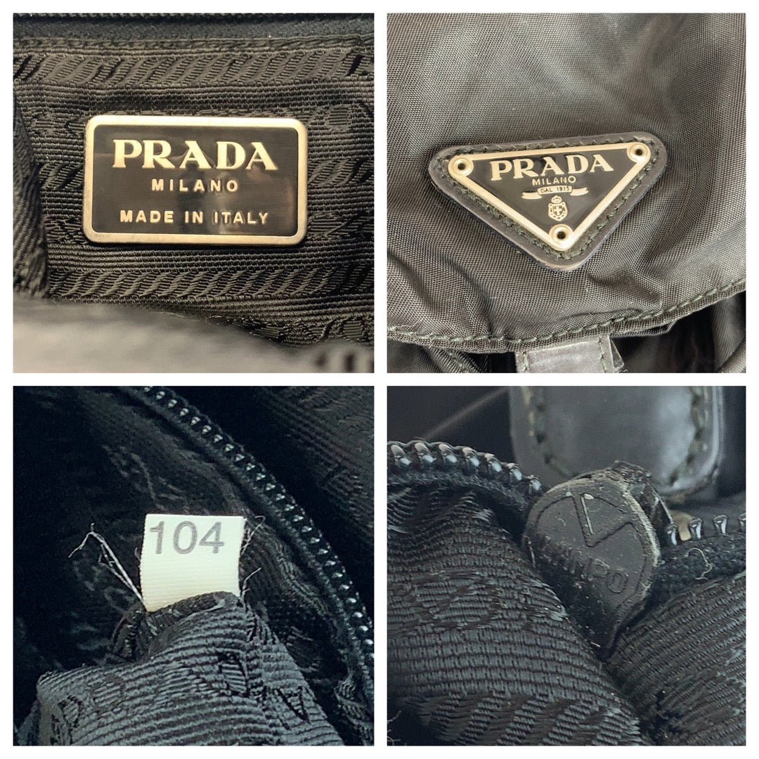 PRADA Backpack 1BZ677 Nylon Black SilverMetal Backpack Backpack Test Triangle With logo Women Used Authentic