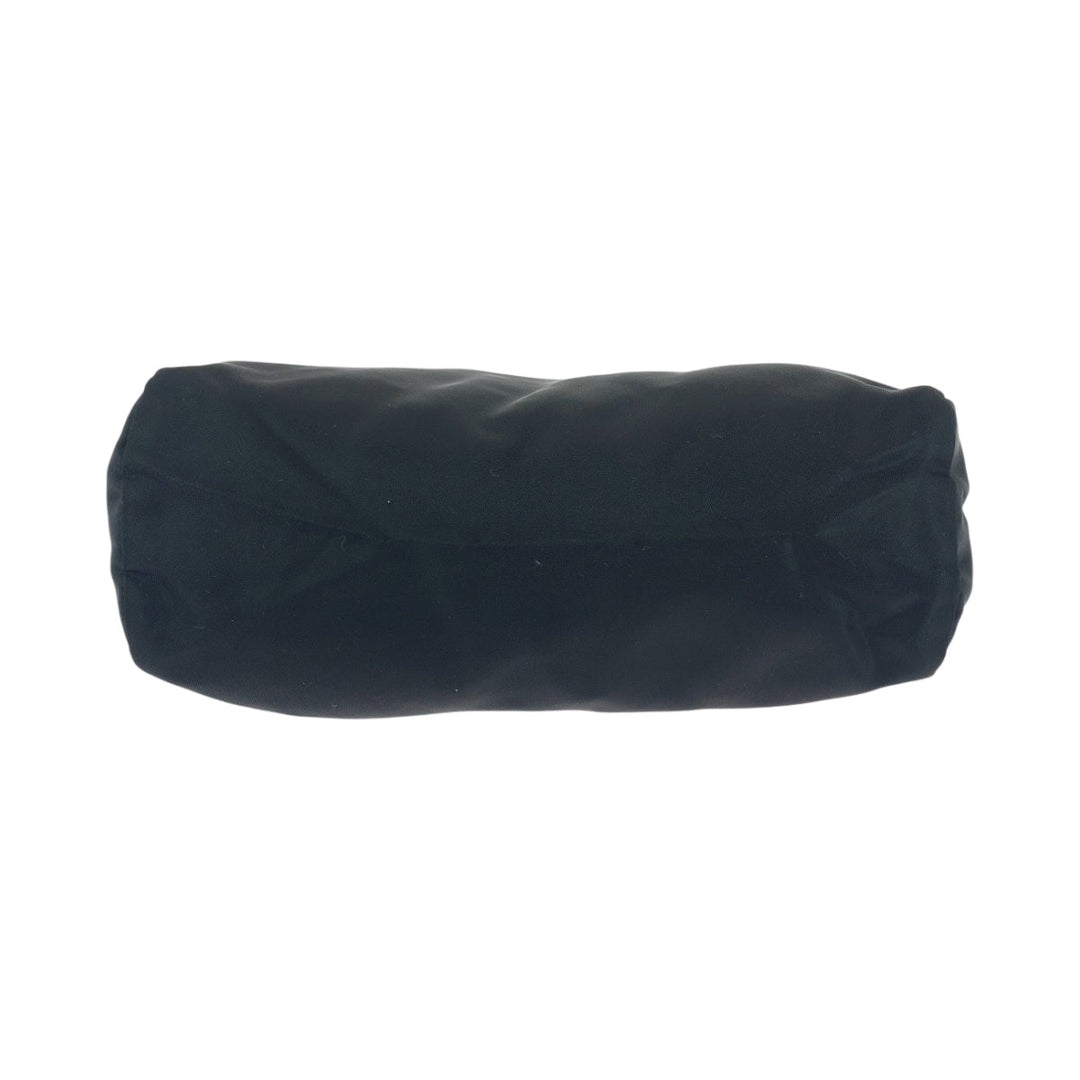 PRADA Pouch Nylon Black SilverMetal Pouch Cosmetics Pouch Test Triangle With logo Women Used Authentic