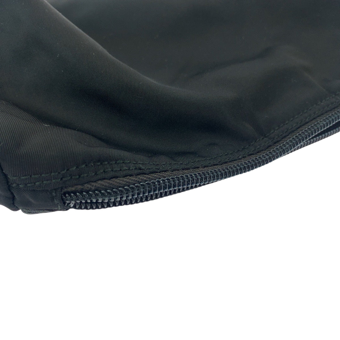 PRADA Pouch Nylon Black SilverMetal Pouch Cosmetics Pouch Test Triangle With logo Women Used Authentic
