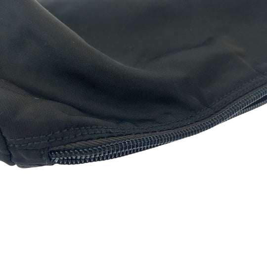 PRADA Pouch Nylon Black SilverMetal Pouch Cosmetics Pouch Test Triangle With logo Women Used Authentic
