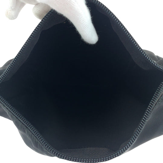 PRADA Pouch Nylon Black SilverMetal Pouch Cosmetics Pouch Test Triangle With logo Women Used Authentic