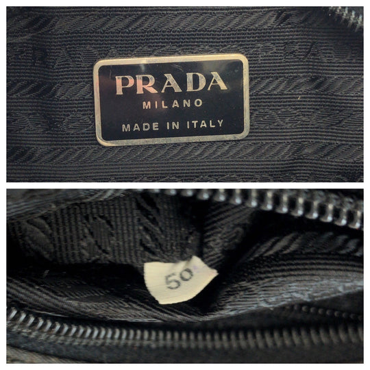 PRADA Tote Bag Nylon Black SilverMetal Tote Bag Shoulder Bag Test Women Used Authentic
