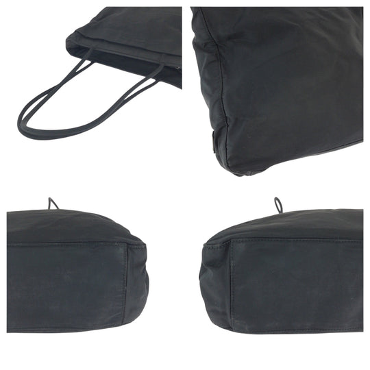 PRADA Tote Bag Nylon Black SilverMetal Tote Bag Shoulder Bag Test Women Used Authentic