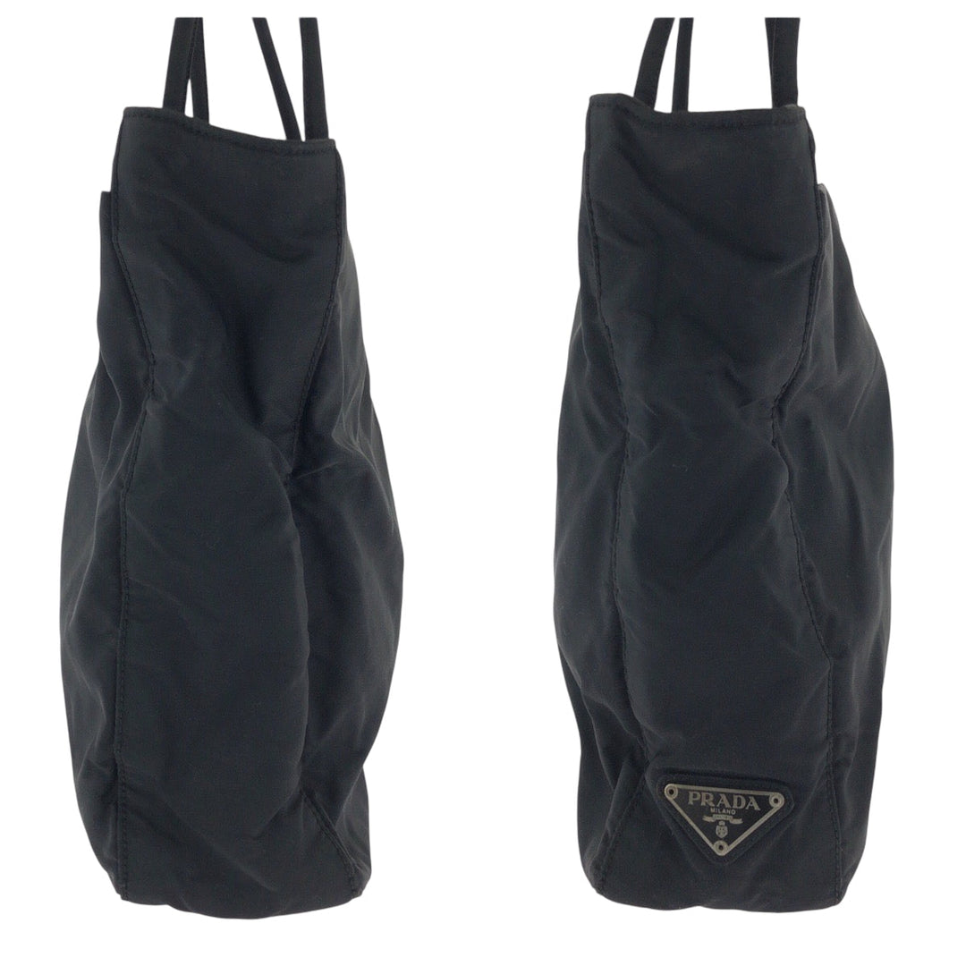 PRADA Tote Bag Nylon Black SilverMetal Tote Bag Shoulder Bag Test Women Used Authentic