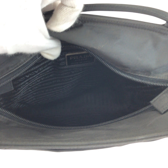 PRADA Tote Bag Nylon Black SilverMetal Tote Bag Shoulder Bag Test Women Used Authentic