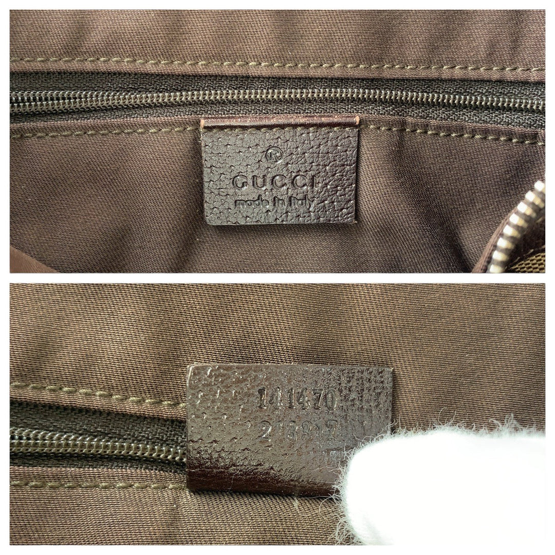 GUCCI Tote Bag 141470 GG canvas, leather Brown Gold Metal Tote Bag Shoulder Bag Women Used Authentic