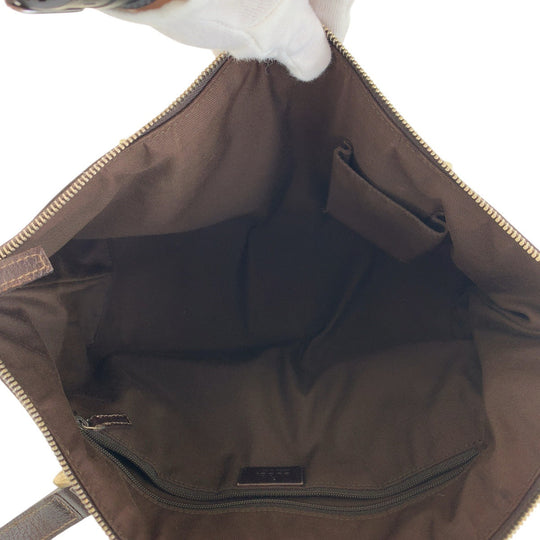 GUCCI Tote Bag 141470 GG canvas, leather Brown Gold Metal Tote Bag Shoulder Bag Women Used Authentic