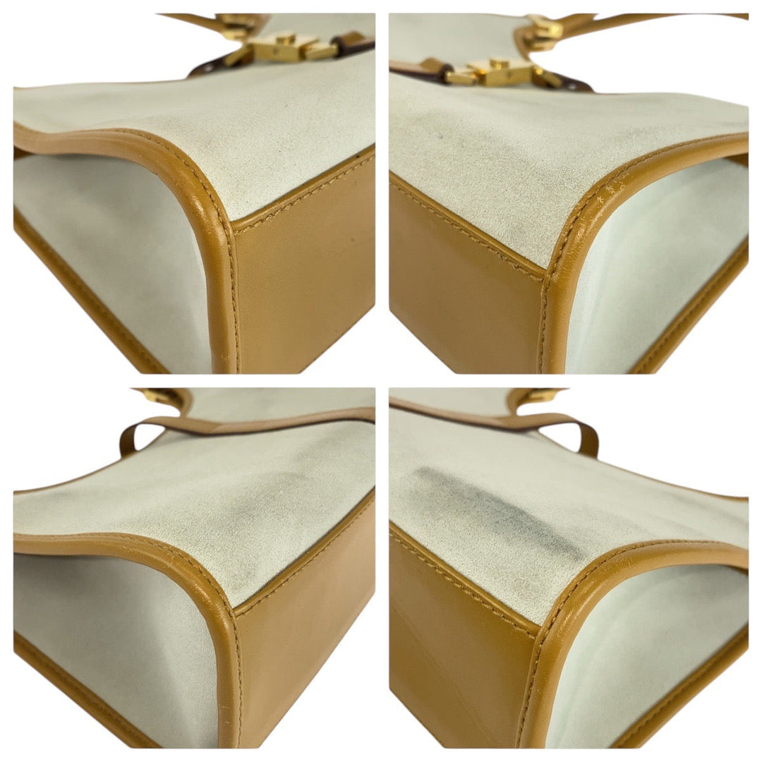 GUCCI Shoulder Bag 002 1068 Suede, Leather Gray Camel Gold Metal Jackie Women Used Authentic