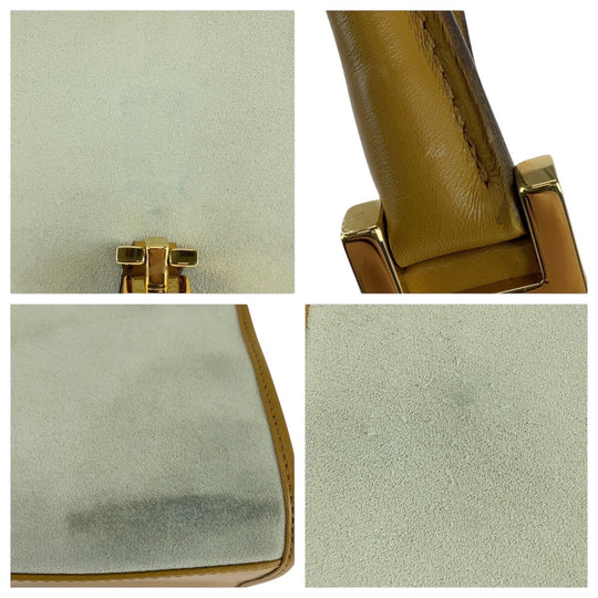 GUCCI Shoulder Bag 002 1068 Suede, Leather Gray Camel Gold Metal Jackie Women Used Authentic