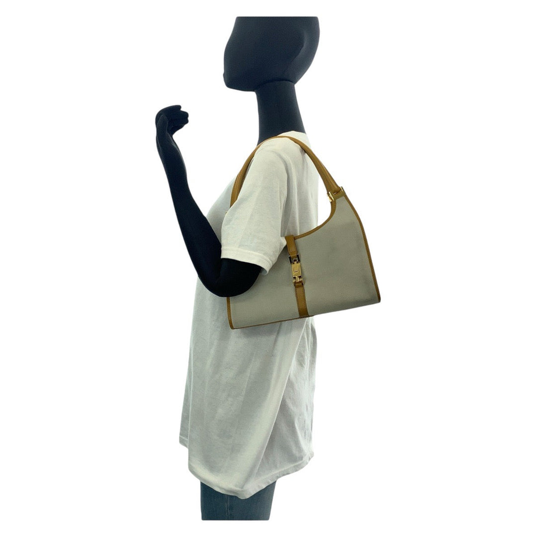 GUCCI Shoulder Bag 002 1068 Suede, Leather Gray Camel Gold Metal Jackie Women Used Authentic