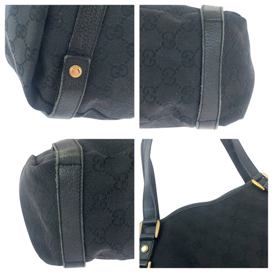 GUCCI Tote Bag 130736 GG canvas Black GoldMetal Tote Bag Shoulder Bag Women Used Authentic