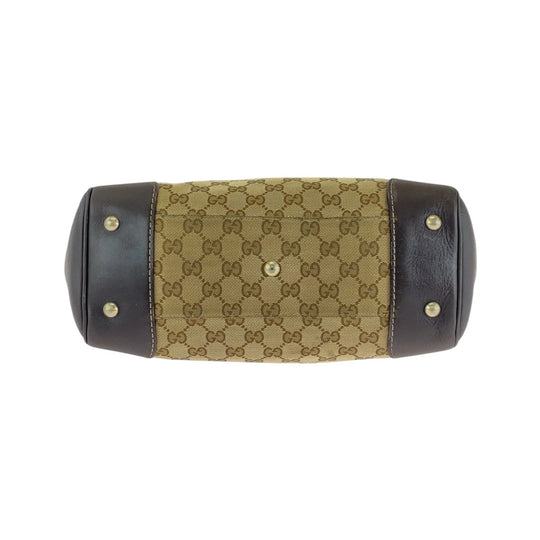 GUCCI Tote Bag 257061 GG canvas, leather Beige Brown Gold Metal Tote Bag Shoulder Bag Sherry line Women Used Authentic
