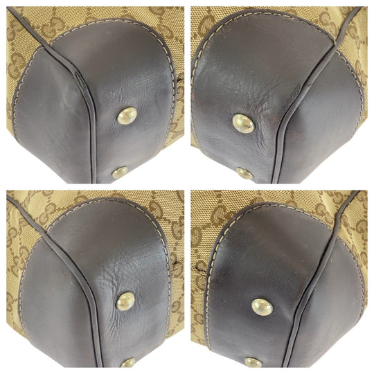 GUCCI Tote Bag 257061 GG canvas, leather Beige Brown Gold Metal Tote Bag Shoulder Bag Sherry line Women Used Authentic