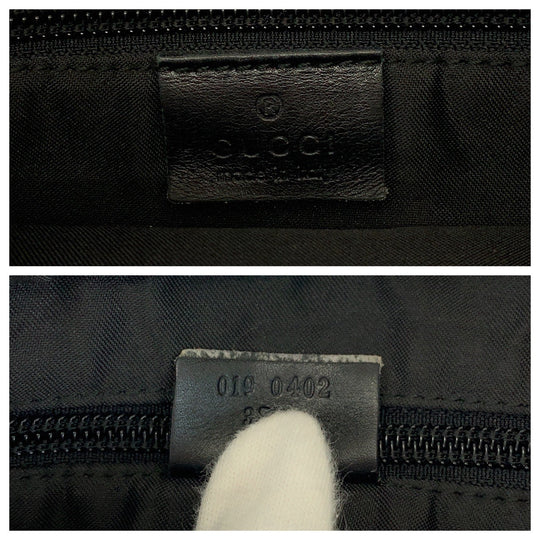 GUCCI Tote Bag 019 0402 GG canvas Black Beige SilverMetal Tote Bag Shoulder Bag Women Used Authentic