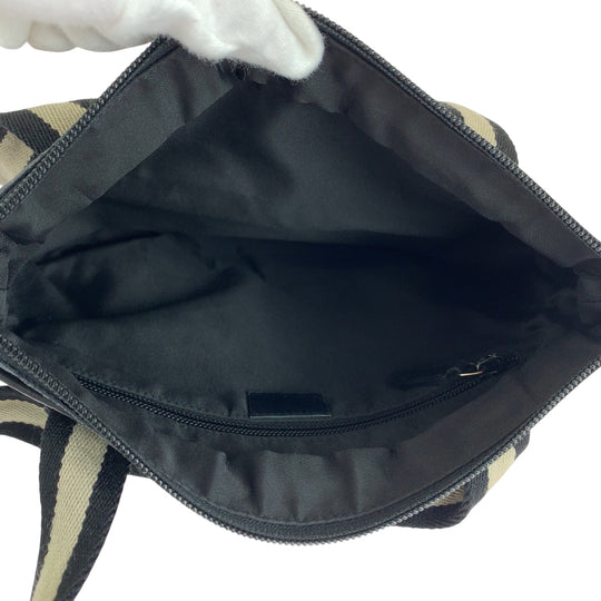 GUCCI Tote Bag 019 0402 GG canvas Black Beige SilverMetal Tote Bag Shoulder Bag Women Used Authentic