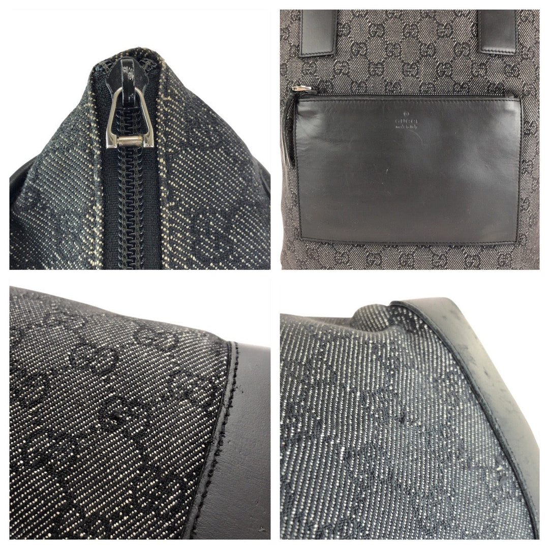 GUCCI Tote Bag 28892 GG canvas, leather Black black Tote Bag Shoulder Bag Women Used Authentic