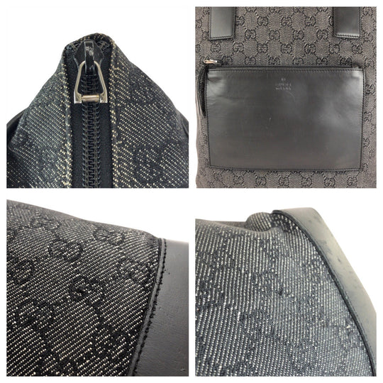 GUCCI Tote Bag 28892 GG canvas, leather Black black Tote Bag Shoulder Bag Women Used Authentic