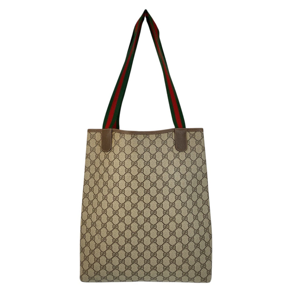 GUCCI Tote Bag 89 02 003 GG Supreme Canvas Brown Beige Gold Metal Tote Bag Shoulder Bag Sherry Line Old Gucci Women Used Authentic