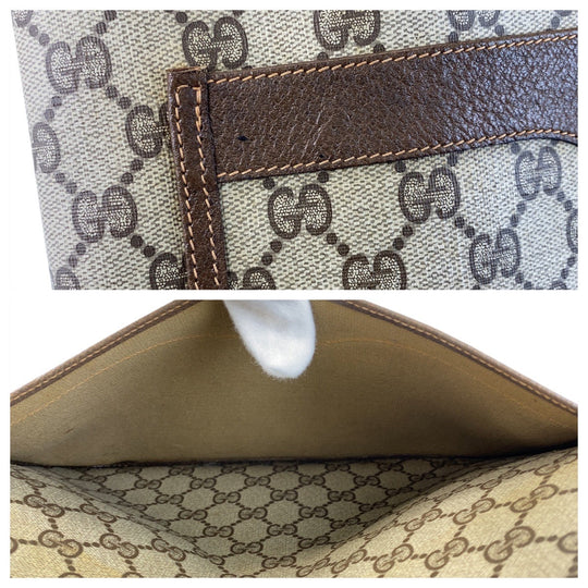 GUCCI Tote Bag 89 02 003 GG Supreme Canvas Brown Beige Gold Metal Tote Bag Shoulder Bag Sherry Line Old Gucci Women Used Authentic