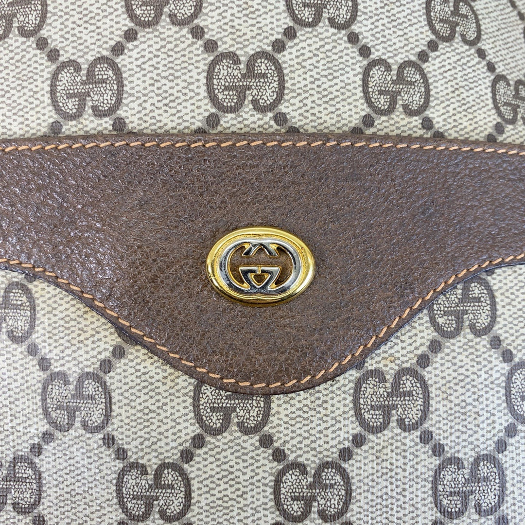 GUCCI Tote Bag 89 02 003 GG Supreme Canvas Brown Beige Gold Metal Tote Bag Shoulder Bag Sherry Line Old Gucci Women Used Authentic