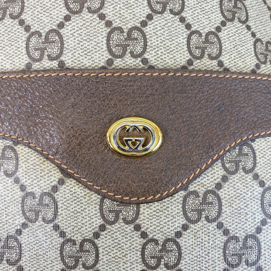 GUCCI Tote Bag 89 02 003 GG Supreme Canvas Brown Beige Gold Metal Tote Bag Shoulder Bag Sherry Line Old Gucci Women Used Authentic