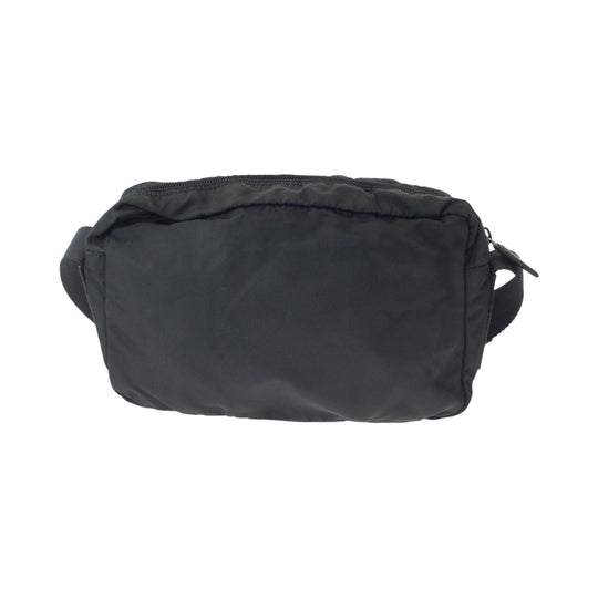 PRADA Shoulder Bag B9061 Nylon Black SilverMetal Shoulder Bag pochette Test Triangle With logo mens Used Authentic