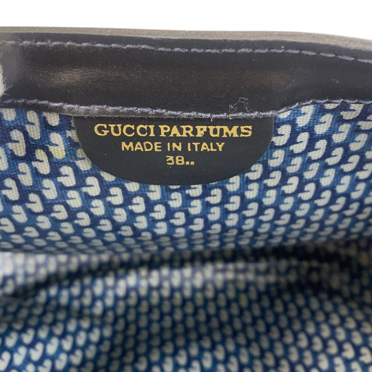 GUCCI Clutch bag Suede, Leather Navy Gold Metal Sherry line Women Used Authentic